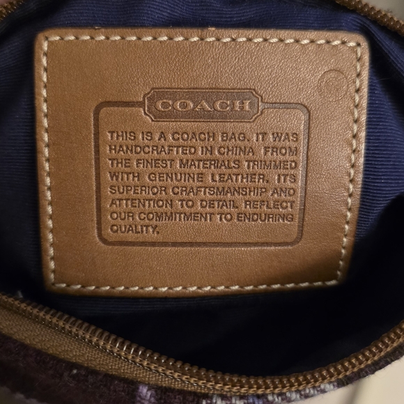 Coach Vintage Plaid Wool Wristlet with Leather Trim - Picture 3 of 4